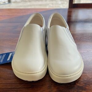 Birkenstock White Leather Slip-On Shoes
